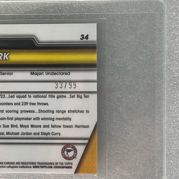 2023-24 Bowman Chrome U Sapphire CAITLIN CLARK Green SAPPHIRE #/99 - Picture 4 of 4